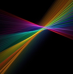 This intense prism of rainbow hues against a deep black background would make a great logo or design element for packaging materials.