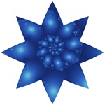 This chilly star-shaped snowflake, containing a deep blue spiral that resembles the night sky, epitomizes cold, frosty winter days, and the winter solstice.