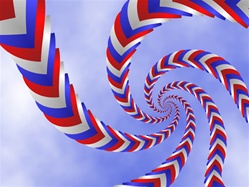 These red, white, and blue streamers against a blue sky have a festive, celebratory tone, offering a fresh way to celebrate July 4th.