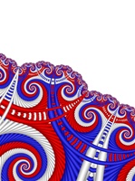 A chaotic collection of red, white, and blue chutes and spirals swirl together in this abstract Fourth of July image, like a crazy game of Snakes and Ladders. Lots of room for your message.