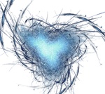 Shades of blue and cyan on a white background evoke a cold heart or frozen passion. For those times when love's a little prickly.