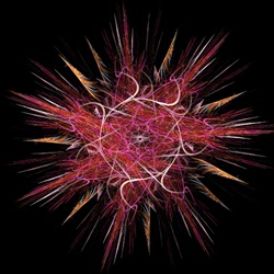 This abstract red Christmas star or ornament is sharp and spiky and has a jagged, edgy grunge feel to it.