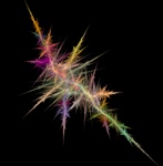 These multi-colored sharp prickly spines could be lightning, a spiky plant, or even needles of despair. In any case, they're strongly evocative of pain, discomfort, and anxiety.