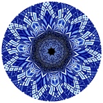 This blue and white mandala is another in a series made from our Interstellar City fractal. It, too, has the feel of china or porcelain.