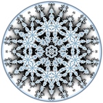 Here's another fractal snowflake mandala in cold winter shades of blue, grey and white. It is made from our Ice Flake fractal.