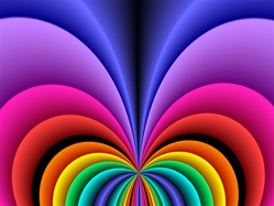 The sweeping heart-shaped arch created by the rainbow colors in this image provides a strong design element and a powerful way to convey love and romance.