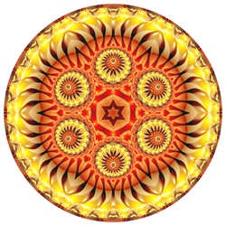 This abstract fractal mandala is strongly evocative of Jewish and Hebrew iconography, offering an unusual way to mark dates and holidays important to Judaism.