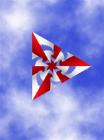 This red and white fractal triangle against a brilliant blue sky offers a novel approach for your next Canada Day layout.