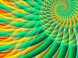 A tight green spiral unfurls into the orange and yellow of dawn from the top right corner of this image, offering a new way to evoke spring or early summer themes. Fiddleheads, ripe corn, the promise of spring or the bounty of summer.