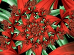 The strong spiral in this lively red and green wreath of Christmas bows draws the viewer in and abounds in yuletide symbolism.