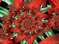 The strong spiral in this lively red and green wreath of Christmas bows draws the viewer in and abounds in yuletide symbolism.