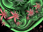 Here's a lively swirl of poinsettia red blooms against a vibrant green background, in this abstract Christmas fractal