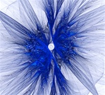 This abstract fractal has a soft, delicate feel. It resembles a pansy, cornflower, or other flower but evokes a cold, icy feel.