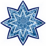 This blue star shaped snowflake filled with icy shards epitomizes winter, solstice, and the festive season.