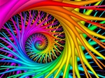 An energetic rainbow of color spokes spirals inwards towards infinity. Great motif for a pride event!