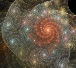 Swirling spiral galaxies in cyan, magenta, yellow, and orange make this image great for illustrating space or sci-fi themes!