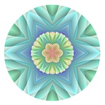 This pretty fractal mandala has a floral motif, delicate pastel spring colors, marked by tones of blue, green, cyan and yellow. This would make a lovely logo for a massage therapist or other health practitioner.
