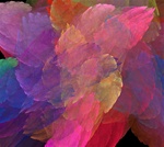 All the colors of the rainbow mingle in this fractal potpourri, which resembles a casual scattering of flower petals, angel wings, or, perhaps, a tissue paper collage.