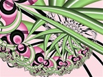 This abstract fractal floral image in vibrant tones of pink and green resembles mature seed pods or flower heads ripe with seeds. What a great way to herald spring!