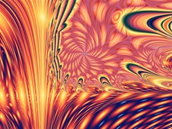 Whether you see the fiery pits of hell or anxiety, despair, and depression depends upon your frame of mind. This fractal is full of turbulent movement and turmoil, and the brilliant reds and oranges are evocative of the earth's volcanic processes.