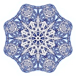 This star shaped snowflake is the very epitome of winter with its icy chill and frosty tones of blue and white. Bundle up and pass the hot buttered rum!