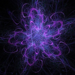 This starburst in delicate tones of blue and magenta has an ethereal, almost organic feel and a strong sense of movement. It suggests fireworks and celebrations.