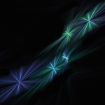 These starburst lights in the night sky could be shooting stars or perhaps an alien intelligence. Great for a logo or packaging.