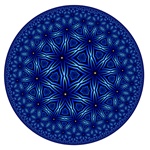 Named for the formula used to create it, this deep blue fractal was made by iterating a branching tree formula inside a circle, for a very mandala-like effect.