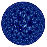 Named for the formula used to create it, this deep blue fractal was made by iterating a branching tree formula inside a circle, for a very mandala-like effect.